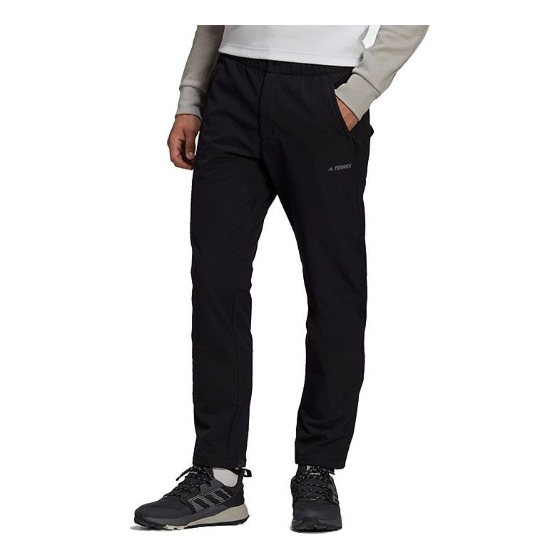 adidas Solid Color logo Outdoor Casual Long Pants Black GE9872