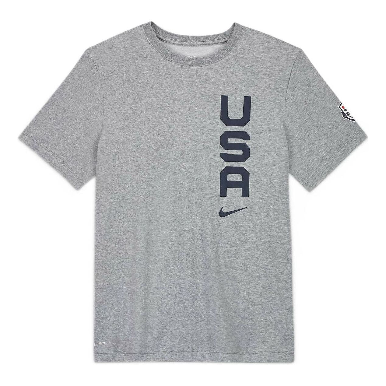 Men's Nike Alphabet Printing Solid Color Round Neck Sports Short Sleeve Gray T-Shirt CT8795-091