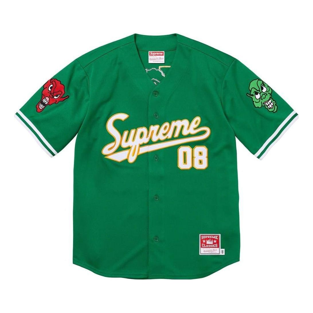 Supreme x Mitchell & Ness FW23 Week5 Downtown Hell Baseball Jersey 'Green' SUP-FW23-094