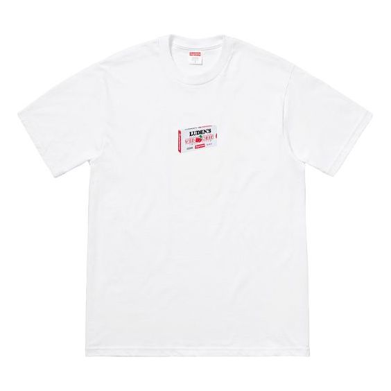 Supreme FW18 Ludens Tee White Cherry Candy Box Printing Short Sleeve Unisex SUP-FW18-1184