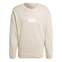 Men's adidas originals Silicon Crew Logo Label Sports Round Neck Pullover Creamy White GN3290
