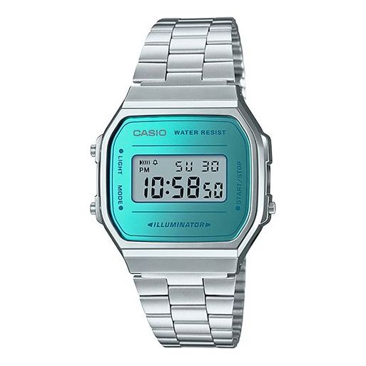 CASIO Classical Vintage Square Waterproof Blue/Green Unisex Mens BlueGreen Digital A168WEM-2