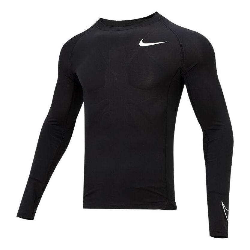 Men's Nike Pro Dri-fit Athleisure Casual Sports Round Neck Breathable Long Sleeves Black T-Shirt DD1991-010