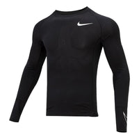 Men's Nike Pro Dri-fit Athleisure Casual Sports Round Neck Breathable Long Sleeves Black T-Shirt DD1991-010