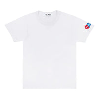 COMME des GARCONS PLAY Invader T-Shirt Red And Blue Sleeve Emblem 'White' AZ-T328-051