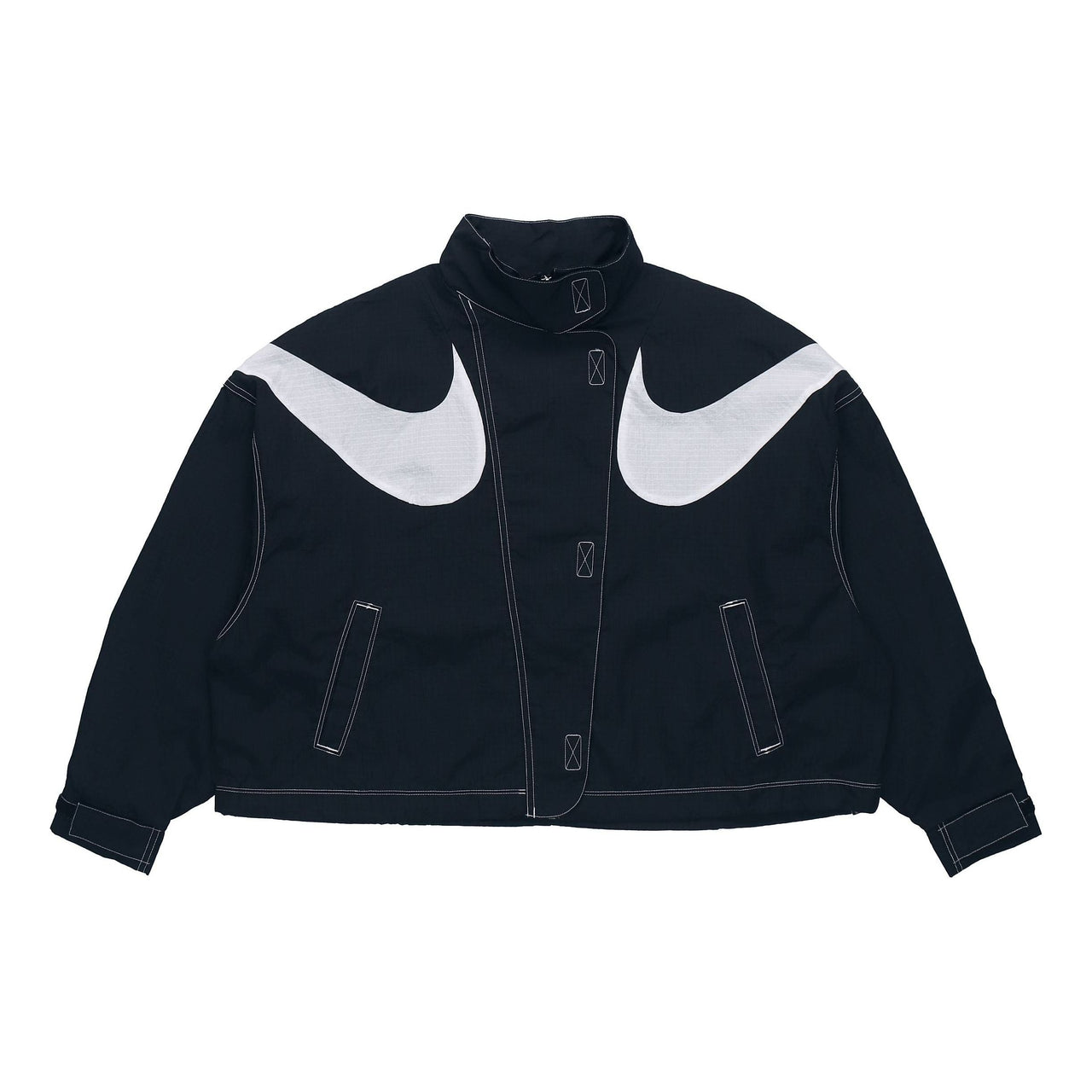 (WMNS) Nike Sportswear Swoosh Sports Stand Collar Woven Jacket Autumn Black DD5585-010