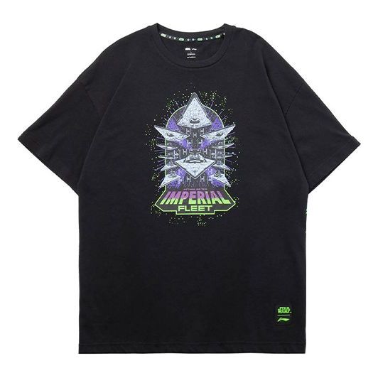 Li-Ning Star War Alphabet Printing Loose Short Sleeve 'Black' AHSQ265-1