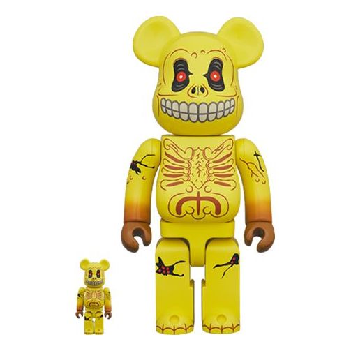 BE@RBRICK MAD BALLS Skull Face Skeleton Yellow 100%+400% SKULL-FACE