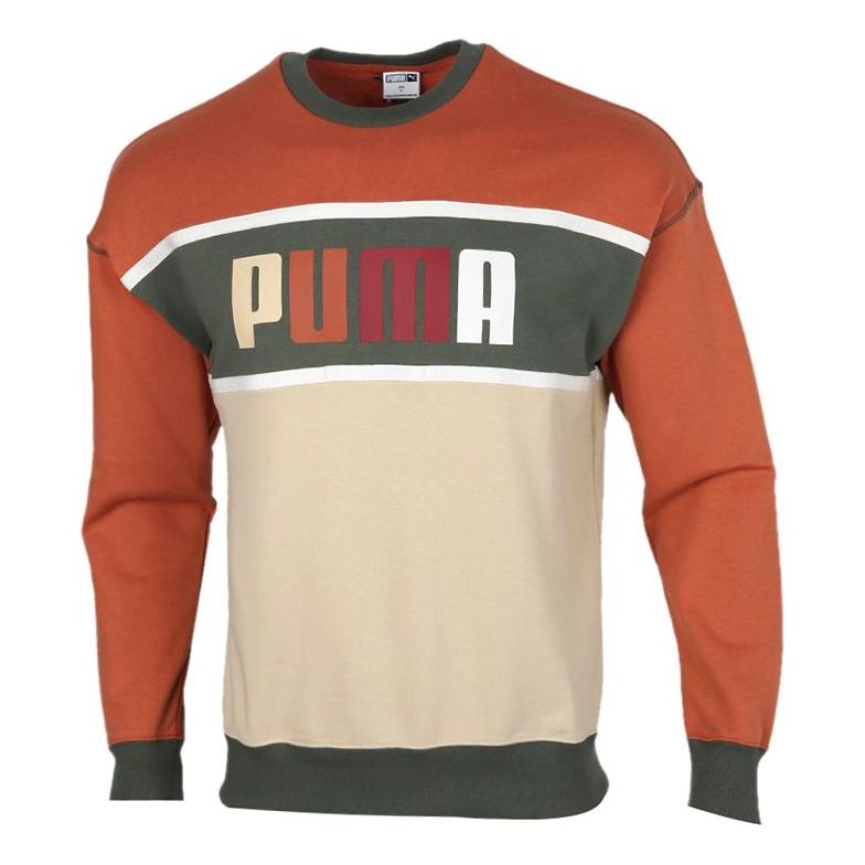 PUMA Casual Round Neck Colorblock Sports Gray Green Brown Colorblock 530710-12
