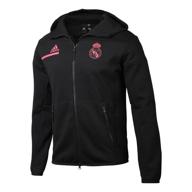 adidas Real Zne Real Madrid Soccer/Football Sports Hooded Jacket Black GN4983