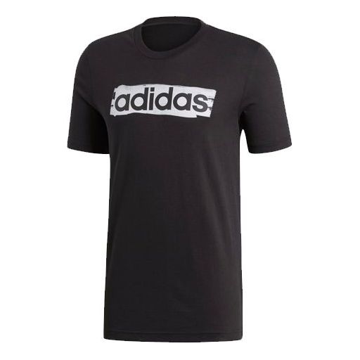 adidas E LIN BRUSH T Sports Round Neck Short Sleeve Black DV3046