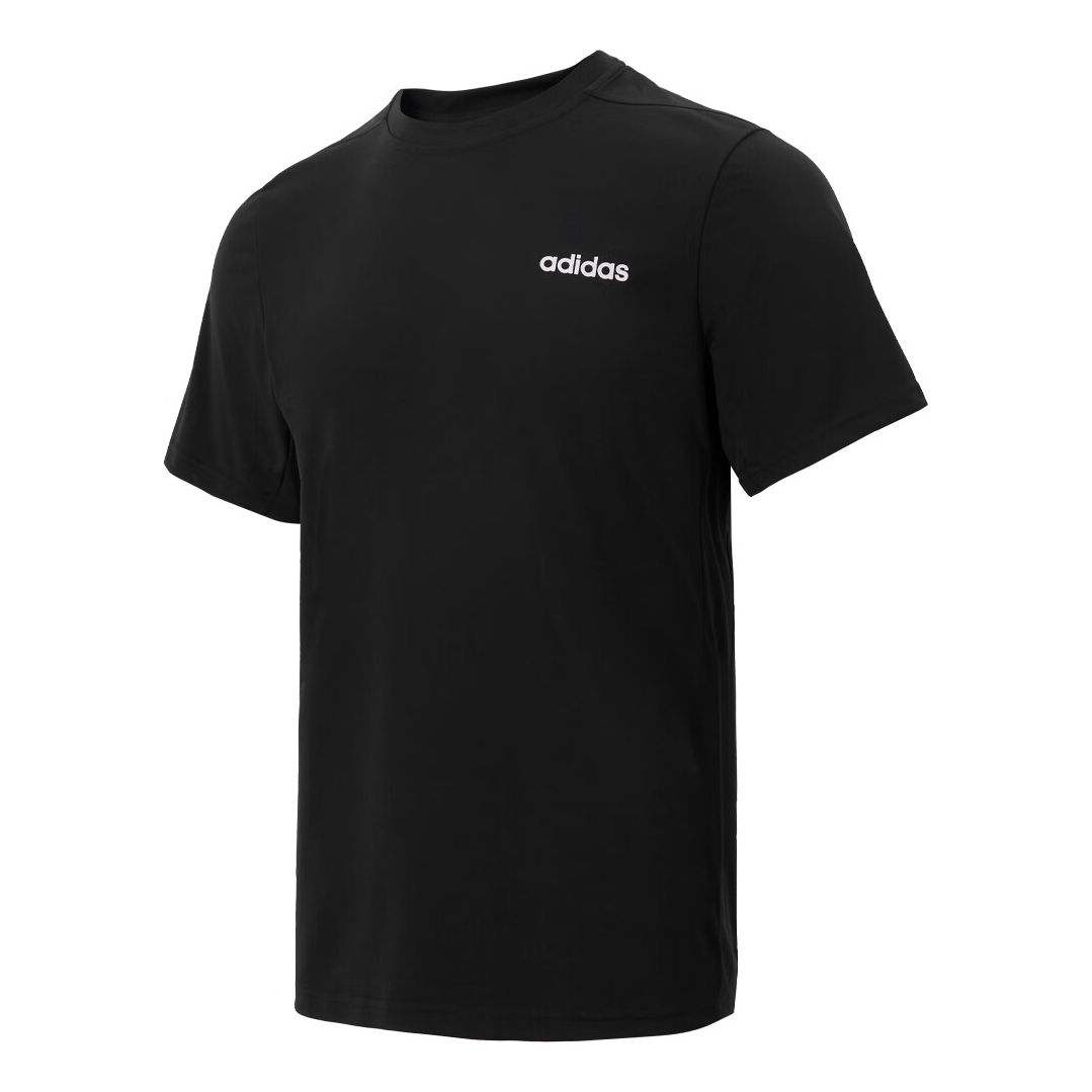 adidas Contrast Chest Logo Crew Neck Basic Sports T-shirt Asia Sizing 'Black' JJ0621