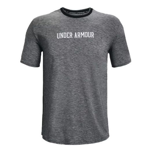 Men's Under Armour Recover Contrasting Colors Logo Sports Round Neck Short Sleeve Gray 1361756-002