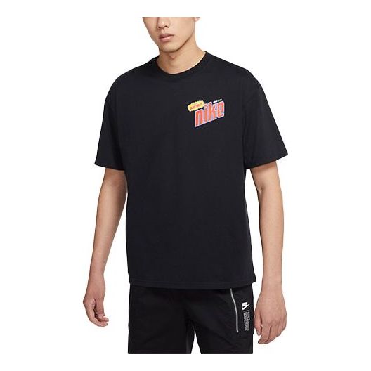 Nike Back Alphabet Pattern Printing Round Neck Casual Short Sleeve Black DM2198-010
