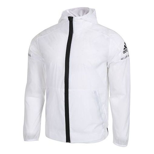 adidas Wb Light logo Printing Woven Sports Hooded Jacket White FI8758