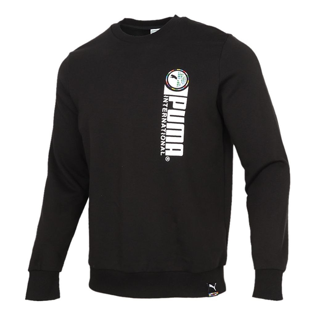 PUMA Alphabet Printing Sports Round Neck Pullover Black 531416-01