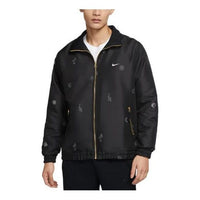 Nike Premium Pattern Printing lapel Long Sleeves Jacket Black DH7439-010