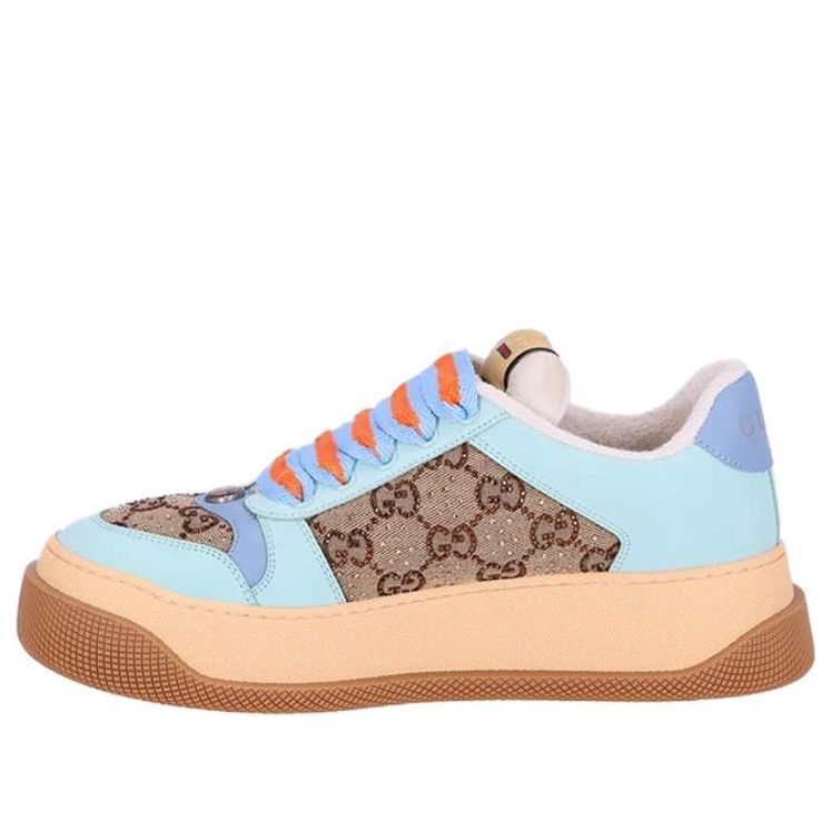 (WMNS) Gucci Screener GG Leather Sneakers 'Beige Blue Orange' 757700-FAB4C-2562