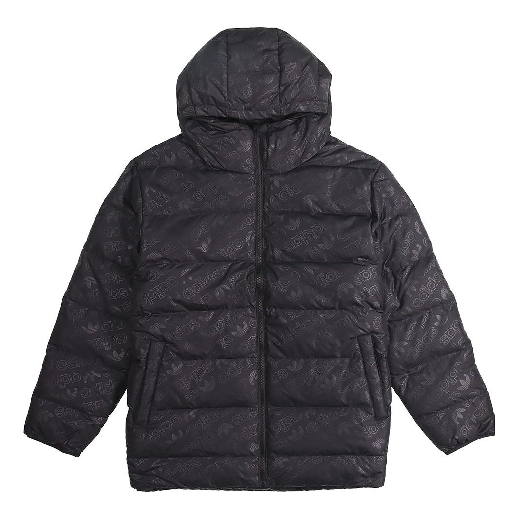 adidas originals H Jacket Down Full Print Reversible Stay Warm hooded down Jacket Black ED5839