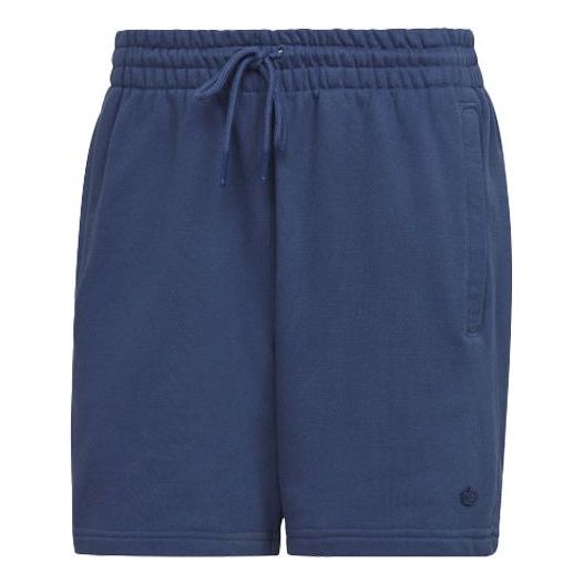 Men's adidas Solid Color Lacing Elastic Waistband Athleisure Casual Sports Shorts Indigo HF6360