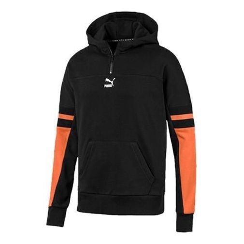 PUMA Colorblocked Half Zip Hoodie 'Black Orange White' 595880-56