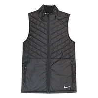Nike Loose Stand Collar Woven Pattern Zipper vest Black CJ5479-010