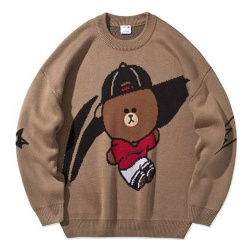 Li-Ning x LINE FRIENDS Graphic Crew Neck Sweater 'Brown' AMBQ046-1