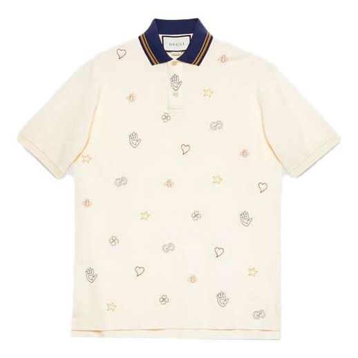 Gucci Logo Embroidered Cotton Short-Sleeved Polo Shirt For Men White 625320-XJCNY-9247