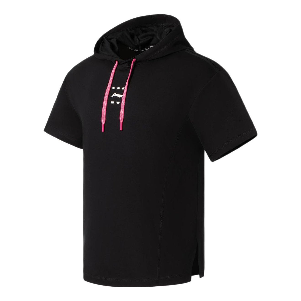 Li-Ning Logo Short Sleeve Hoodie 'Black Pink' AAES013-1