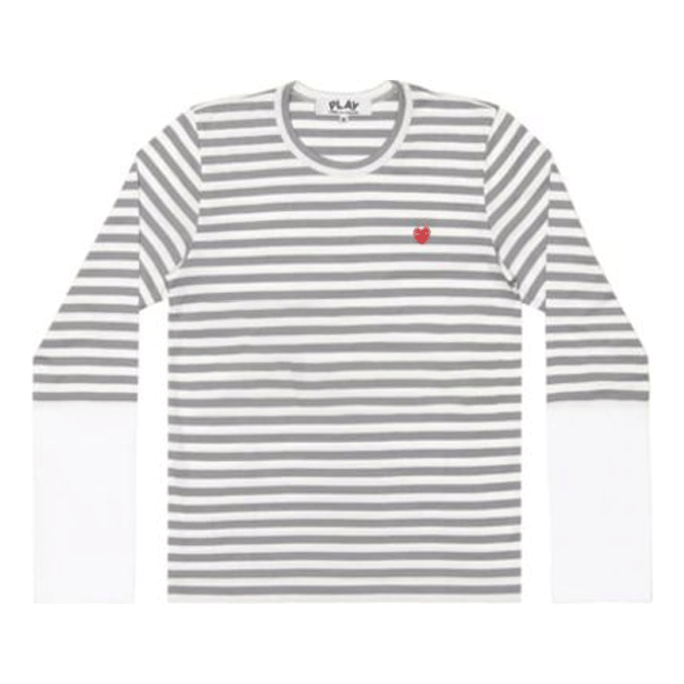 COMME des GARCONS PLAY L/S Bi-Colour Stripe White Sleeve T-Shirt 'Grey White' AZ-T320-051-3