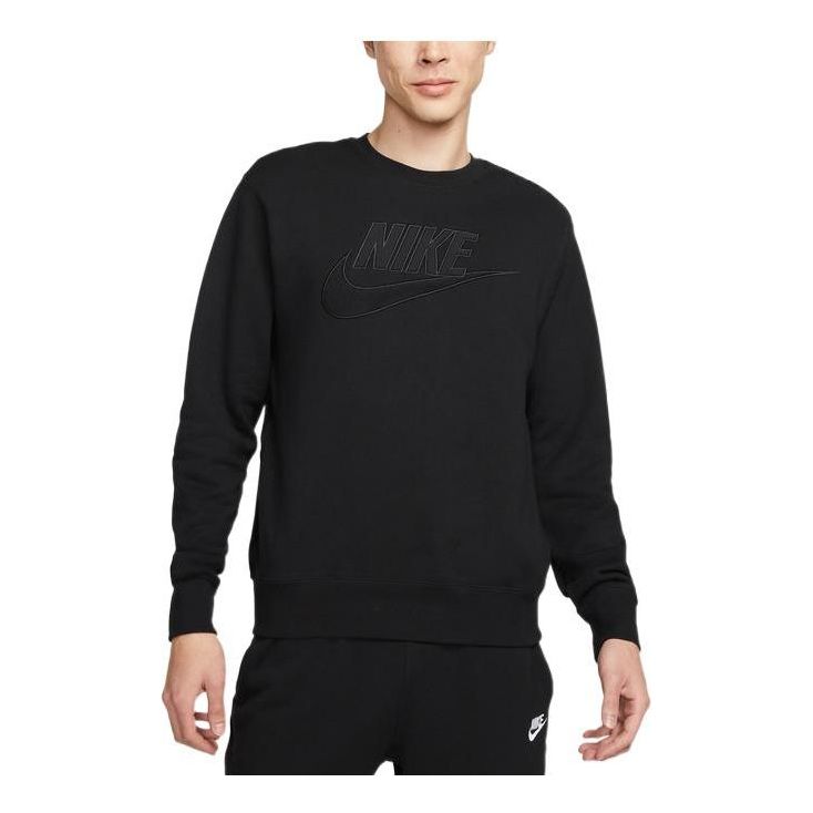 Men's Nike Solid Color Logo Printing Round Neck Long Sleeves Black DQ4584-010