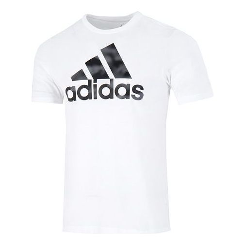 Men's adidas Camo T Athleisure Casual Sports Logo Round Neck Short Sleeve White T-Shirt HL6930