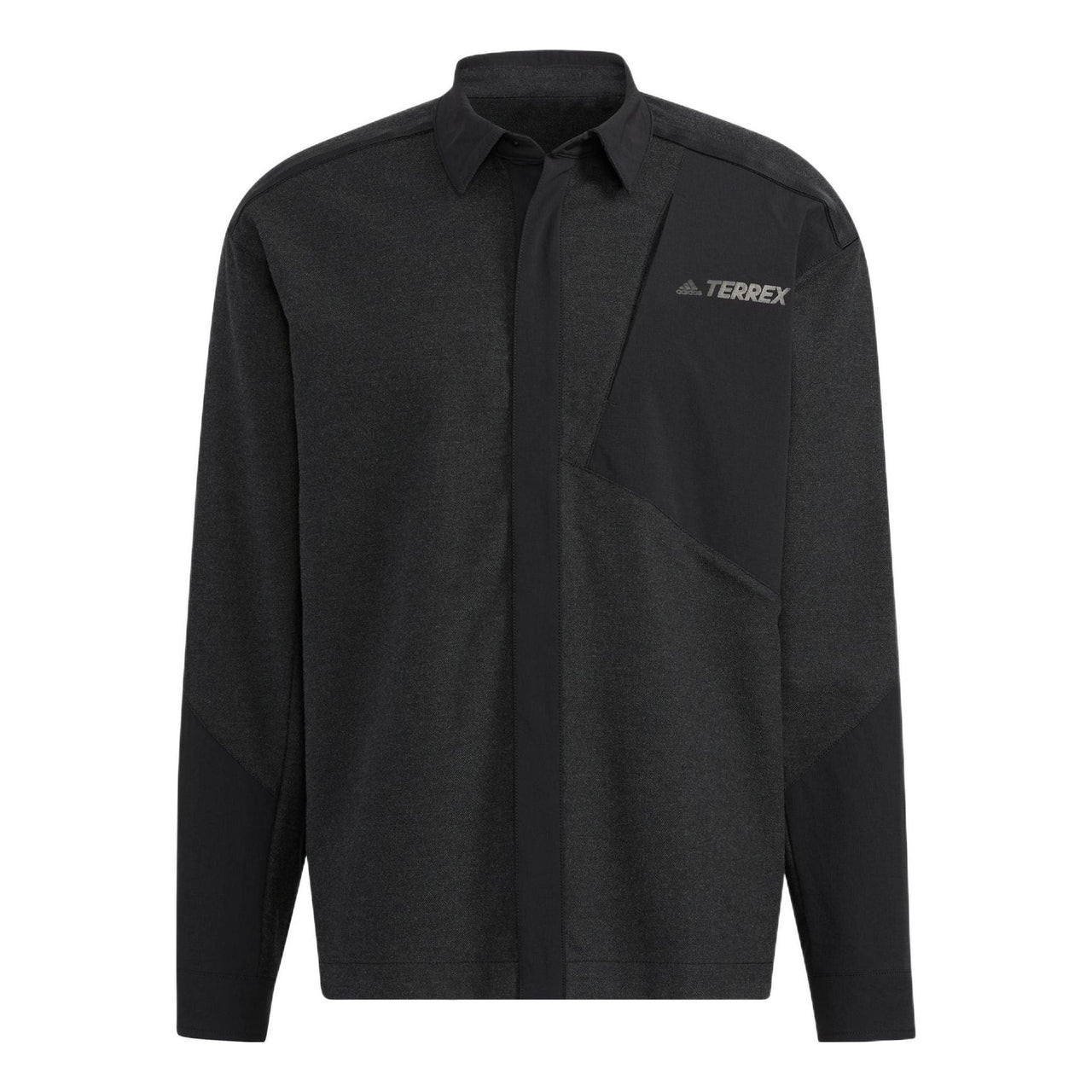 Men's adidas Terrex Voyg Ls s Solid Color Chest Zipper Pocket Detail Long Sleeves Black Shirt HN2038