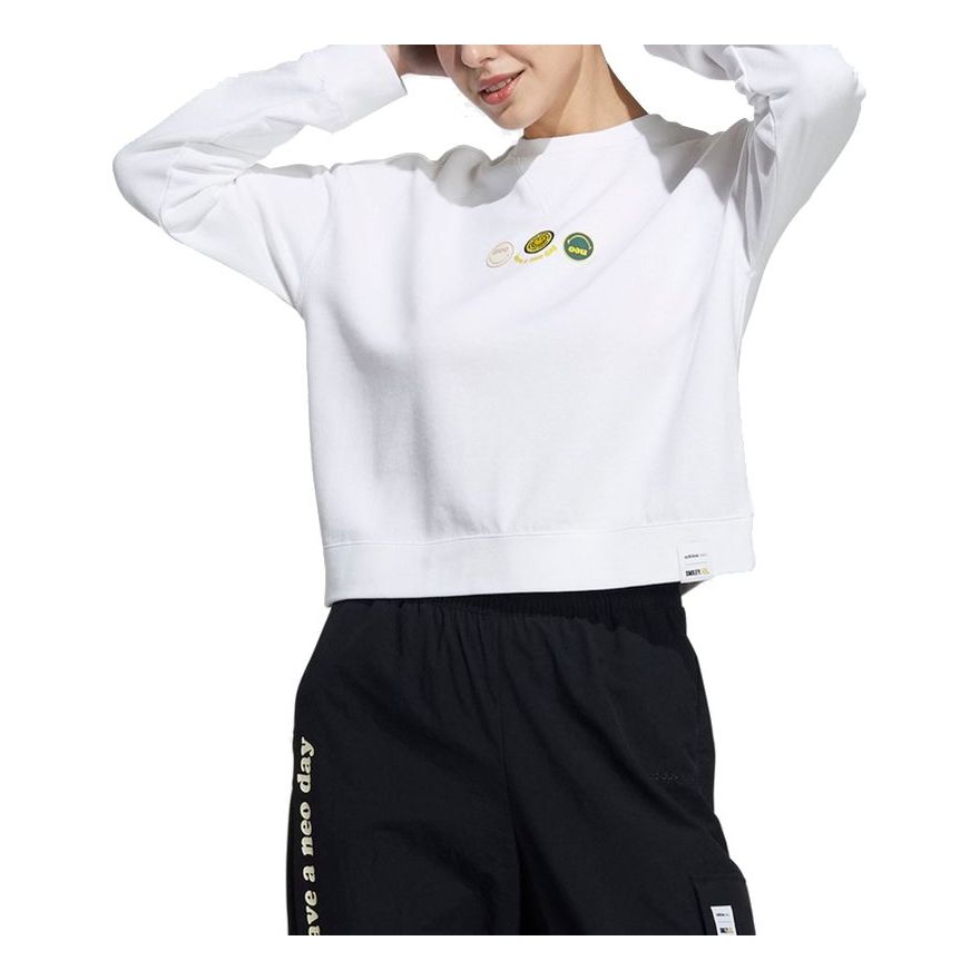 (WMNS) adidas NEO x SMILEY sweatshirt 'White' H45537