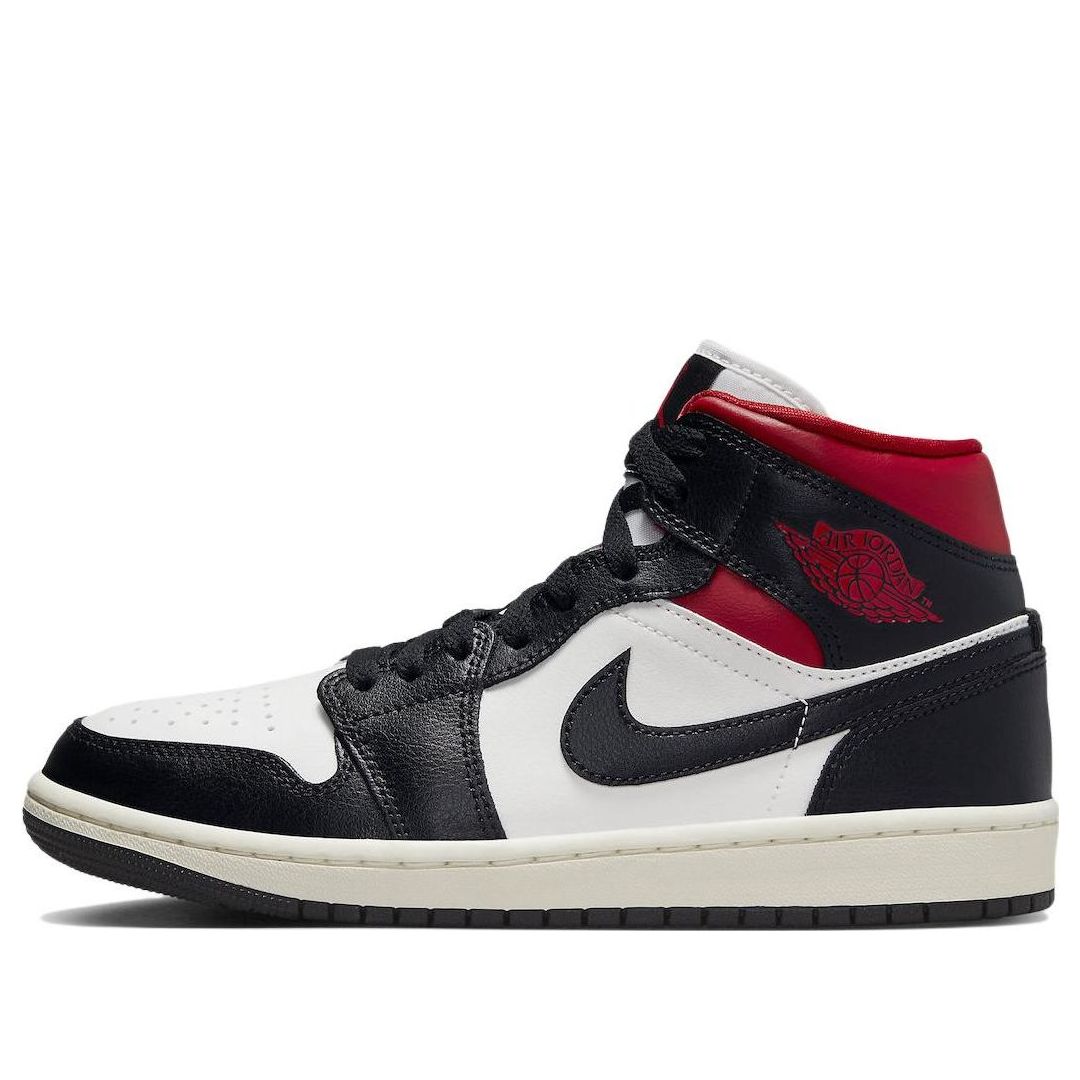 (WMNS) Air Jordan 1 Mid 'Black Sail Gym Red' BQ6472-061