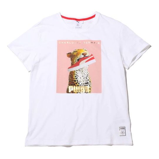 (WMNS) PUMA x Charlotte Crossover SP20 Logo Printing Round Neck Short Sleeve White 596763-52
