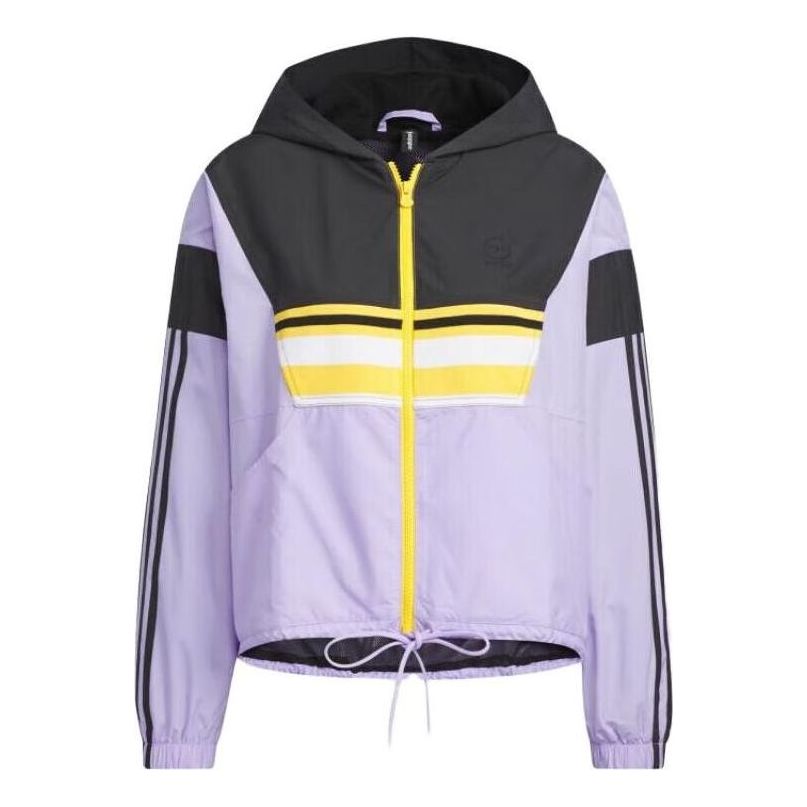 (WMNS) adidas Neo Hooded Windproof Woven Casual Jacket 'Purple Black' IK6006