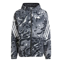 adidas Future Icons Allover Print Full-Zip Hoodie Jackets 'Black White' IJ8843