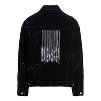 Balenciaga Barcode Destroyed Denim Jacket 'Black' 664329TBP471055