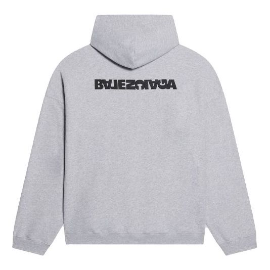 Balenciaga Turn Hoodie Wide Fit 'Heather Grey Black' 674986TLVB41167