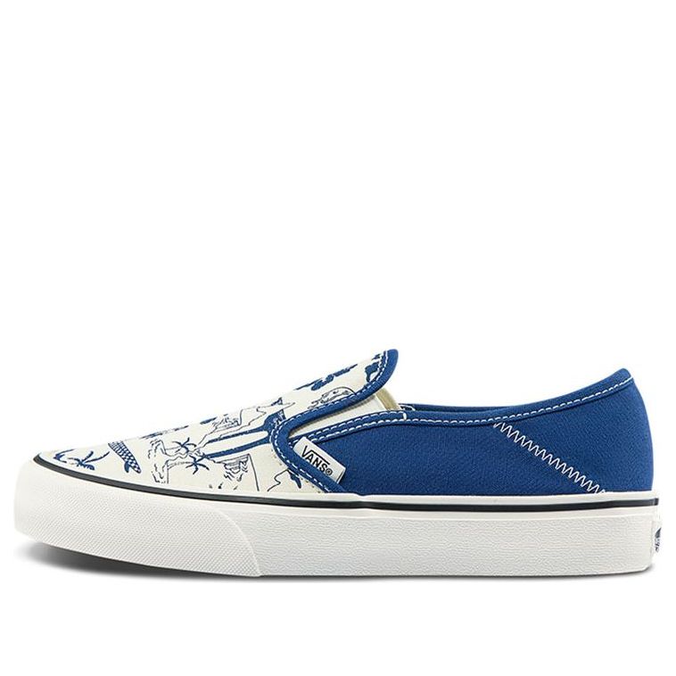 Vans Slip-On SF Classic Casual Skateboarding Shoes Unisex Blue Funny Printing 'Blue White' VN0A5HYQAXV