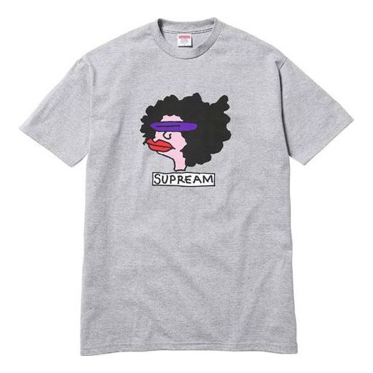Supreme FW17 Gonz Tee Heather Grey Sausage Mouth Cartoon Short Sleeve Unisex Gray SS18-0272