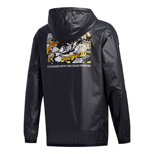 adidas neo Brnd Prd Wb Three-Stripe Print Sports Hooded Jacket For Men Black GK5868