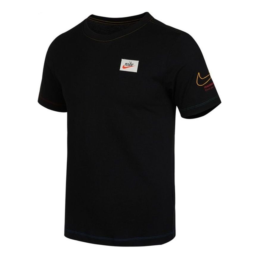 Men's Nike Nsw Tee Swoosh 50 Lbr Casual Sports Breathable Printing Short Sleeve Black T-Shirt DJ1394-010