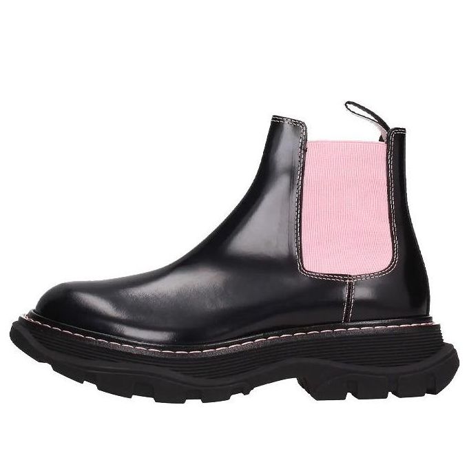 (WMNS) Alexander Mcqueen Ankle Leather Boots 'Black Pink' 641837WHZ8H1339