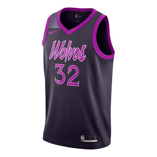 Nike Minnesota Timberwolves Karl Anthony Towns City Edition Swingman Jersey 'Black Purple' AJ4626-526