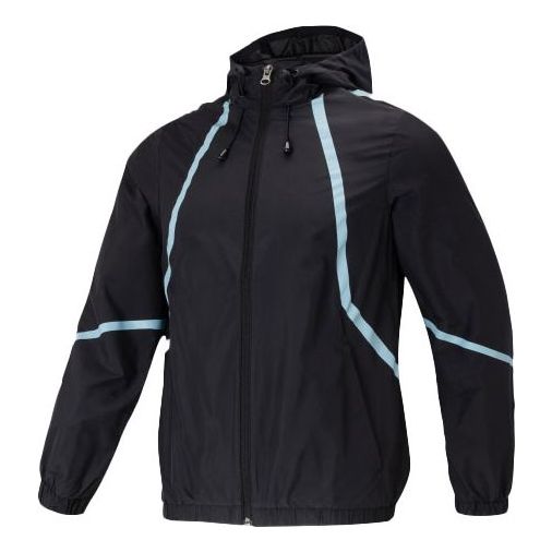 adidas neo Sports Back Printing hooded Casual Windbreaker Jacket Black FL4425