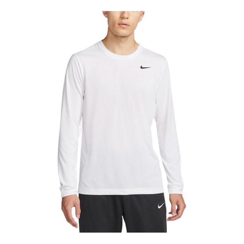 Nike Dri-FIT Logo Long-Sleeves Tee 'White' DX0994-100