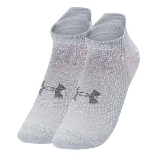 Under Armour ArmourDry Run No Show Socks 'White Grey' 1361164-100