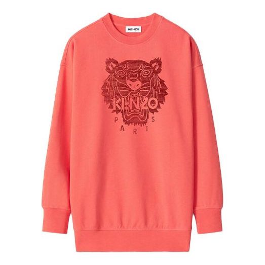 (WMNS) KENZO SS21 Logo Solid Color Loose Pullover Hoodie Red FB52SW9224XF-18
